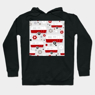 Vintage Caravan in Red, White and Grey Hoodie